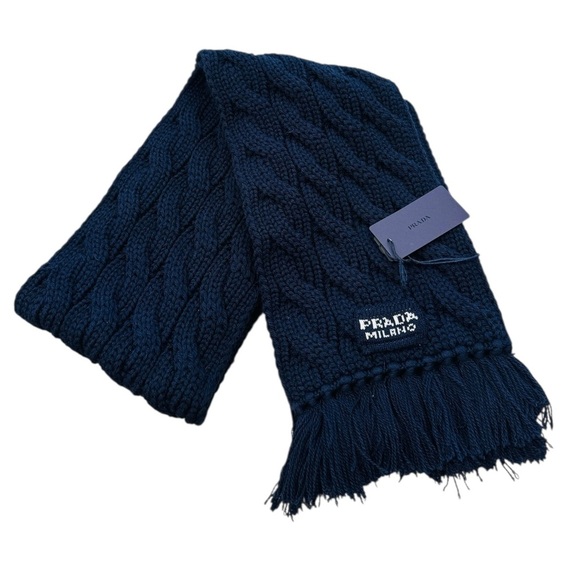 PRADA***Thick Navy Cable Knit Scarf****One Size***$1,270 - Picture 4 of 10